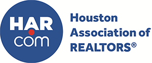 A blue circle with the words houston association of realtors on it.