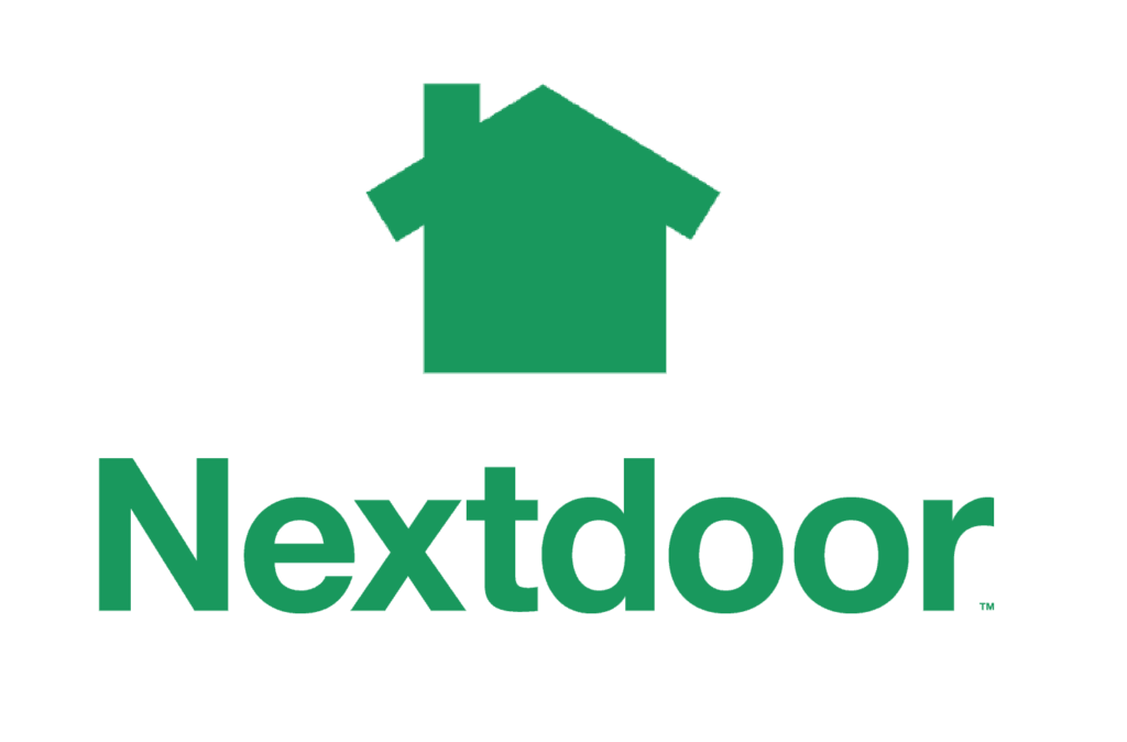 A green house with the word nextdoor in front.